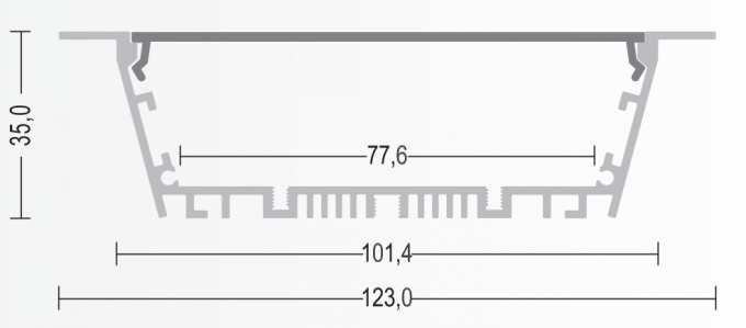 Led aluminium channel Recessed Aluminum LED Extrusion With PC Diffusers
