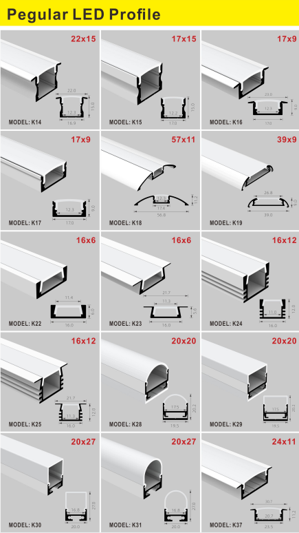 Width 20mm PMMA PC LED Strip Aluminium Profile High 27mm 6063 T5