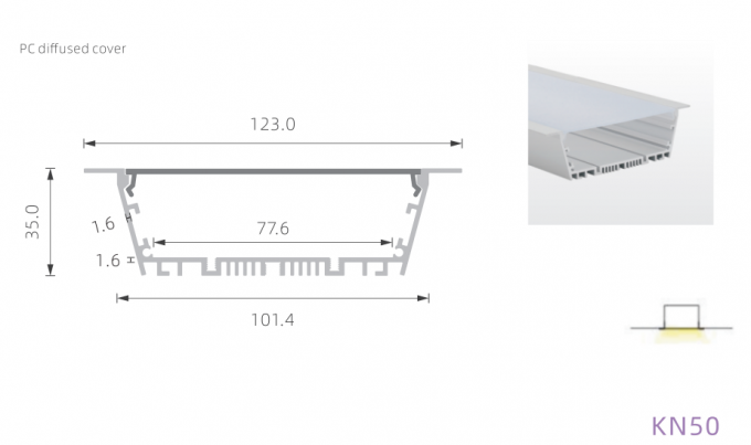 Sandblasting Led Strip Aluminum Channel 6063 T5 12.5mm PCB