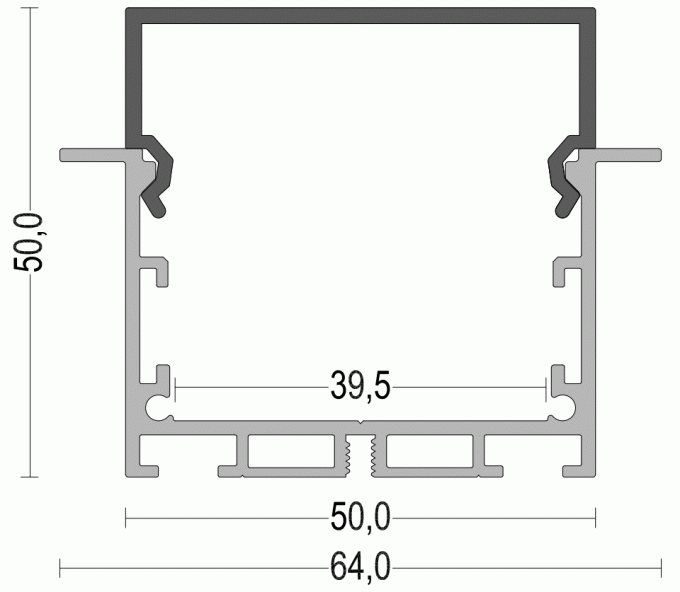 W50*H50mm Recessed LED Light Aluminium Profile With PC Diffuser