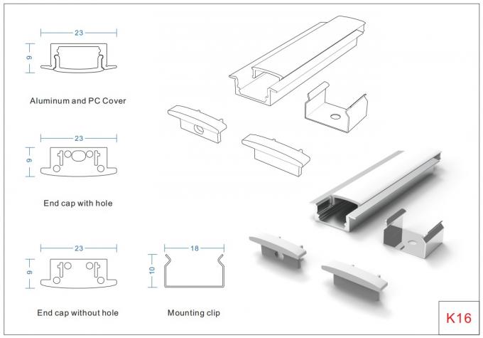 Extrusion Heat Sink Housing Recessed Aluminium Led Channel 6063 T5 For ...