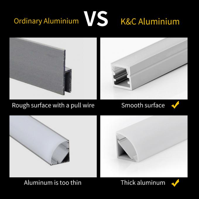 Length 2m 2.5m Recessed Aluminum LED Profile With PC Diffuser Cover