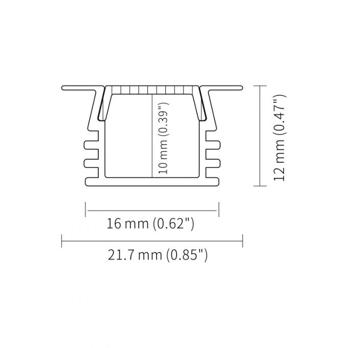 Sandblasting Oxidation Recessed Led Profile T Slot PMMA PC 6063 T5