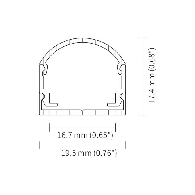 6063 T5 LED Aluminum Alloy Channel Sandblasting 17mm PCB Width