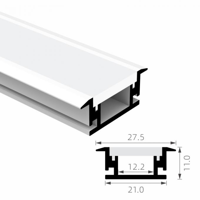 PMMA Recessed LED Strip Profile Aluminum Extrusion H11mm With PC Diffuser