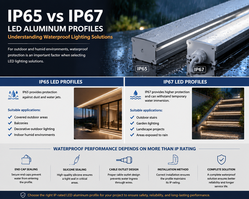 Latest company blogs about IP65 vs IP67 LED Aluminum Profiles: Understanding Waterproof Lighting Solutions