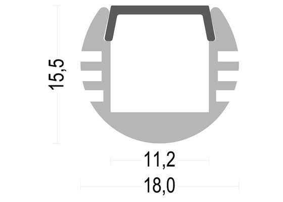 IP20 Anodized Width 18mm Round Led Extrusion Suspended PMMA