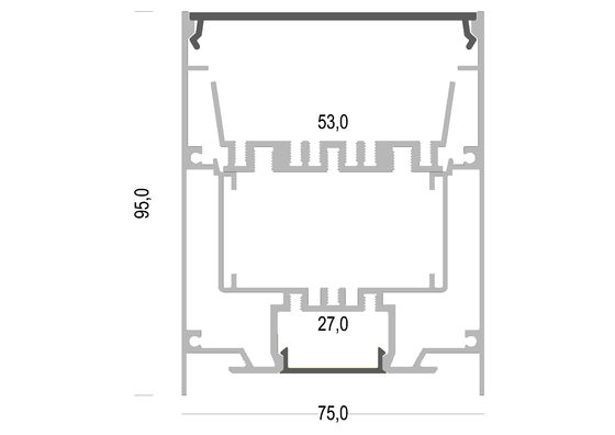 Led aluminum channel with PC diffuser 75*95mm for Up And Down Lighting LED Profile