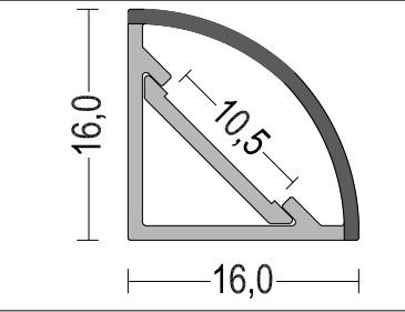 PC Diffuser Waterproof LED Channel 6063 T5 16*16mm For Corner