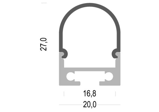 Led strip aluminum profile 20mm*27mm Oval Bendable Aluminium Profile for surface mounting and suspending