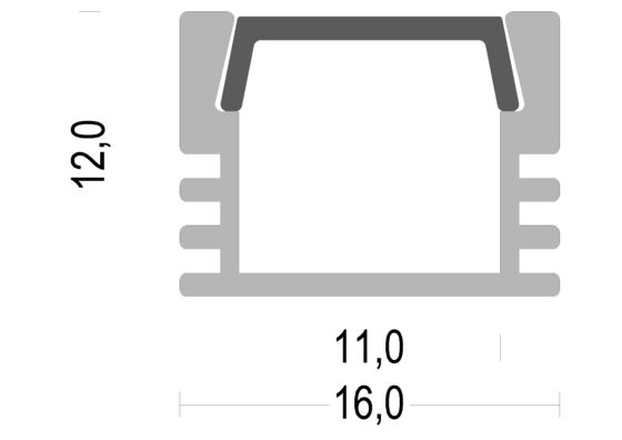 LED Strip Aluminium Profile Width16mm*High12mm with PC diffuser cover