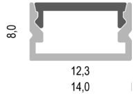 LED Strip Aluminium Profile 14*8mm Anodized Extrusion Channel for Surface Mount