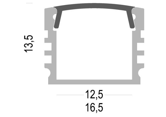 W16.5mm H13.5mmLinear Lighting 6063 T5 LED Strip Aluminium Profile with PC diffuser cover