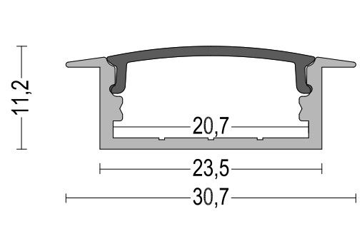 Sandblasting 6063 T5 Recessed Aluminum LED Profile Grade 6000 Series