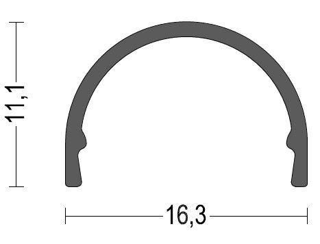 LED Strip Aluminium Profile with flat PC cover arch diffuser for surface mounting