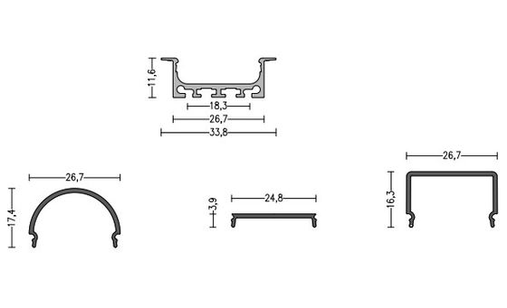 Led aluminum channel with PC diffuser fot Recessed linear lighting