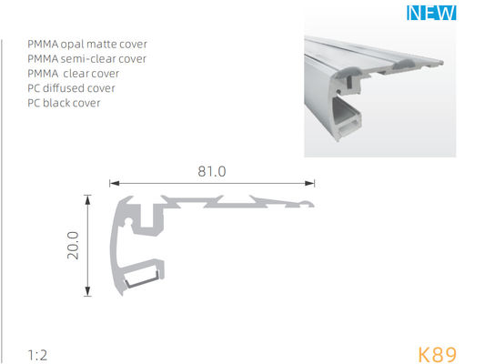 LED Aluminium Extrusion Profiles with PC diffuser cover for interior linear lighting