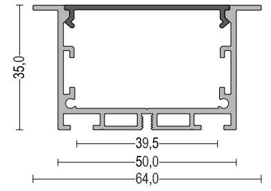 Led aluminum channel W50*H35mm Black PC Cover Recessed Aluminum LED Profile