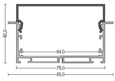 Recessed led aluminum channel W75*h50mm with PC Diffuser Aluminum Profile For Led Light