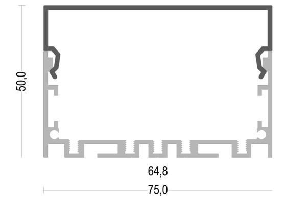 75*50mm Indoor Extrusion Aluminum Profile For Led Strip Lighting