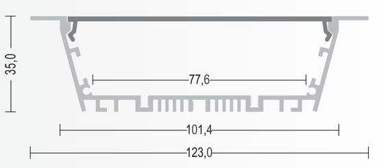 101.4*35mm 2.5m Aluminium Extrusion Heat Sink Profiles