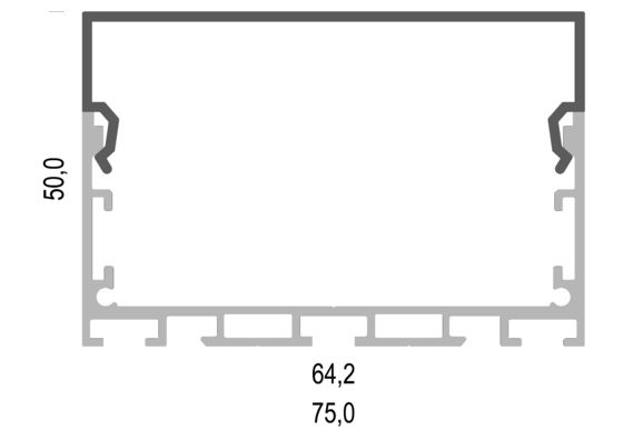 Linear light extrusion 75x50mm with PC cover LED Strip Aluminium Profile