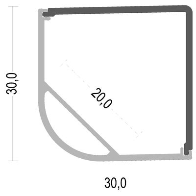 Led strip aluminum profie Surface Mounted 30x30mm 90d LED Corner Aluminium Profile