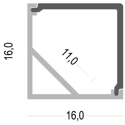 16x16mm Square 3m LED Corner Aluminium Profile