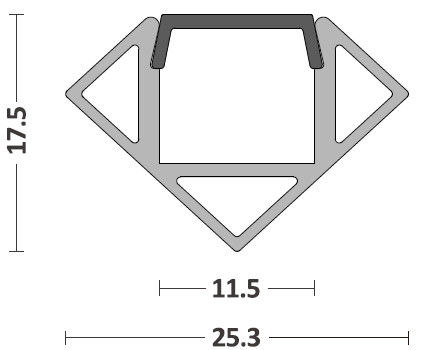 18x18mm 45d 90d LED Corner Aluminium Profile with PC diffuser cover