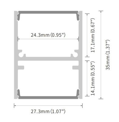 IP20 Suspended Led Strip Aluminum Profile 6063 T5 100lm/W For Up Down Light