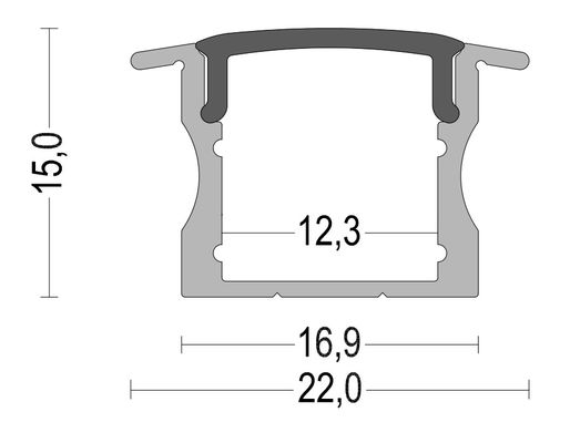 PMMA Decorative Recessed Aluminum LED Profile W16.9mm Sandblasting