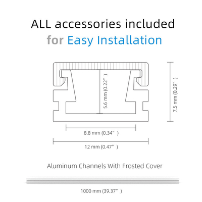 H7.5mm LED Strip Aluminium Profile PC Frosted ROHS Extrusion Process