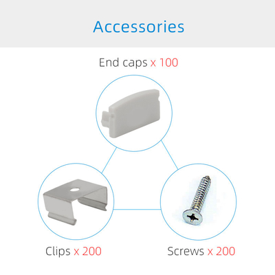 PCB Width 12mm LED Strip Aluminium Profile 6000 Series For Interiors