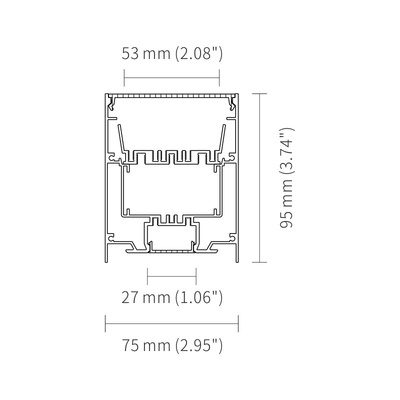 75*95mm LED Profile for Up And Down Lighting anodized Alloy 6063