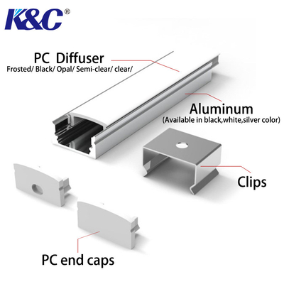 17*9mm LED Strip Aluminium Profile Channel Extrusion With PC Cover