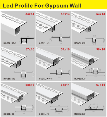 LED Aluminum Profile For Led Strip Light Ceiling Plaster Gypsum Channel Drywall