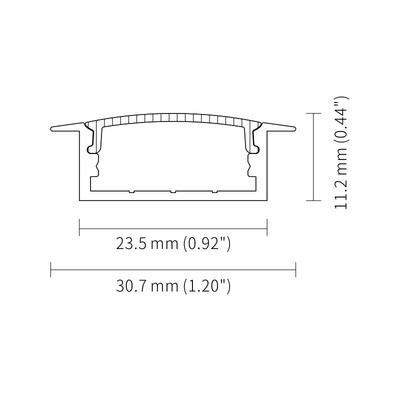 PMMA Diffuser Recessed Aluminum LED Profile 2.5m Length Sandblasting