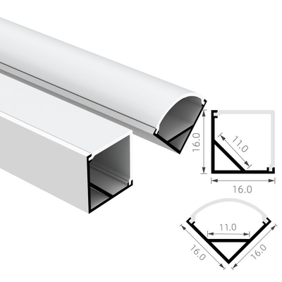 T5 90 45 Degree Led Aluminum Channel Corner Strip Light Heat Sink With Pmma Cover Clip