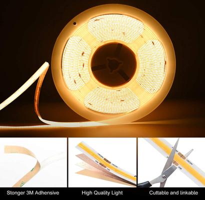 24VDC Flexible COB LED Strip 320 Leds 8mm IP20 For Indoor Decoration