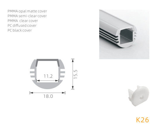 100lm/W 2m Anodized Led Aluminum Profile 6063 Alloy For Tube Light