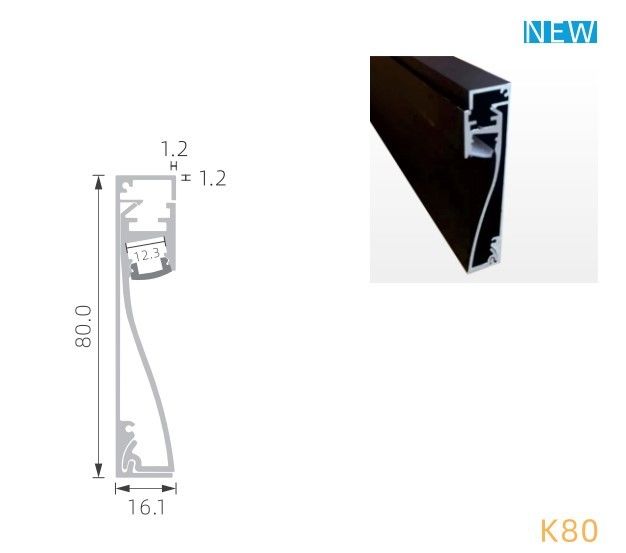 T5 6063 IP20 Aluminum LED Wall Profile Sandblasting With Plastic Diffuser