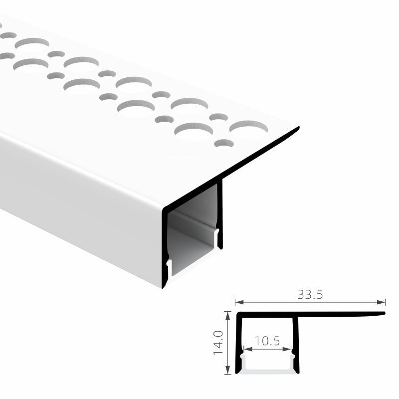 RoHS IP45 Sandblasting LED Plasterboard Profile PC PMMA Recessed Led Strip Profile