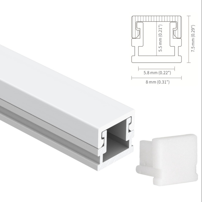 H7.5mm Recessed Led Channel Profile Square Sandblasting 6063 T5