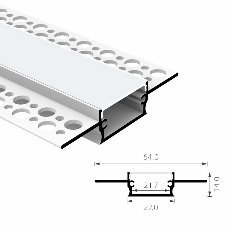 Aluminum IP20 LED Plaster Profile Recessed Extrusion Channel