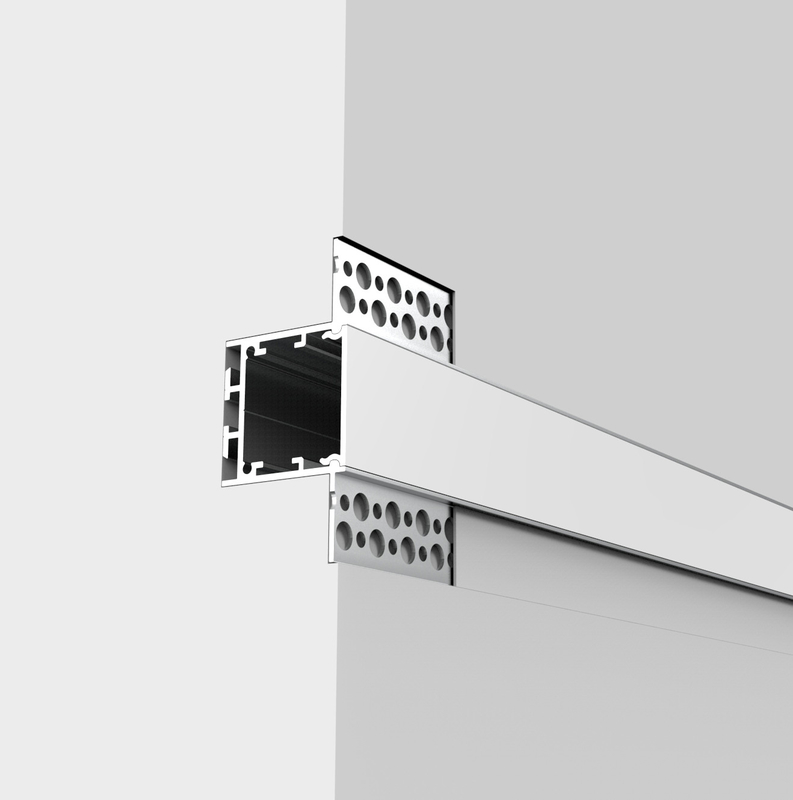 LED Plasterboard Profile Aluminum Channel For Drywall Gypsum With PC Cover