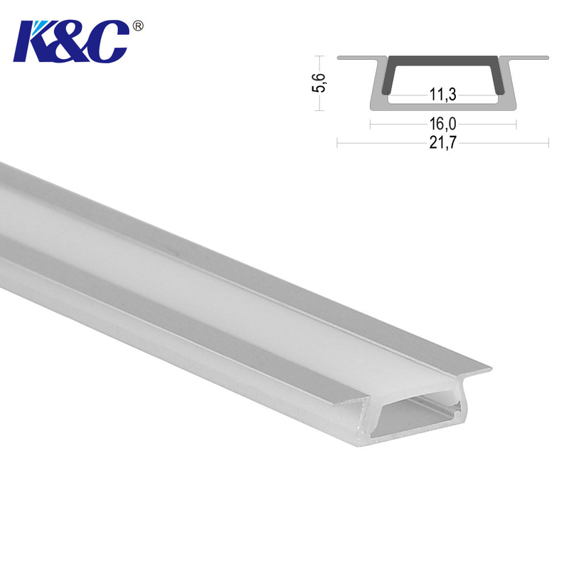 T8 Temper LED Strip Aluminum Profile PC PMMA 6063 T5 Recessed