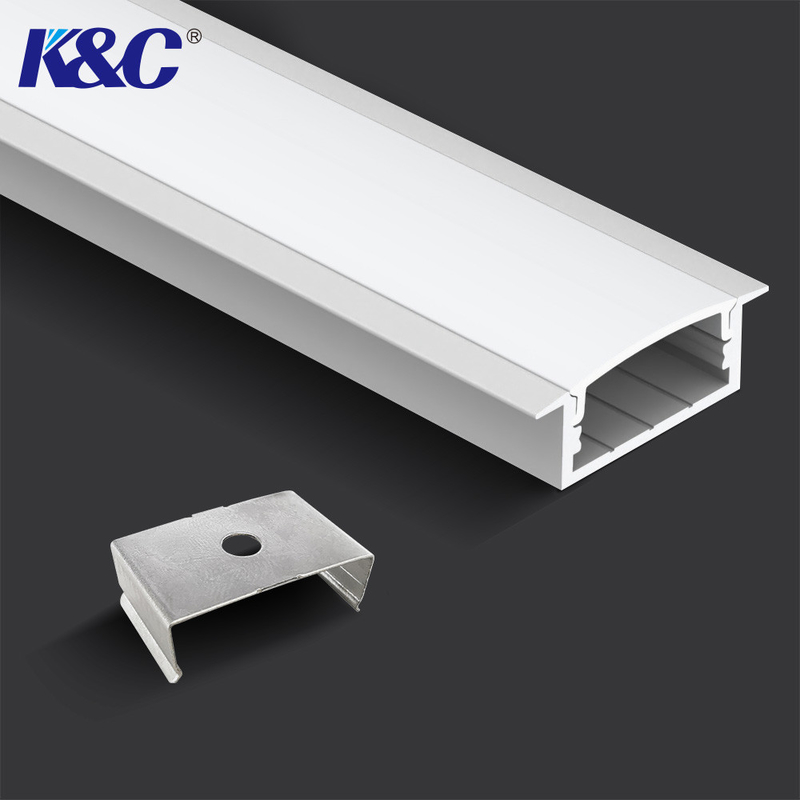 PMMA Diffuser Recessed Aluminum LED Profile 2.5m Length Sandblasting