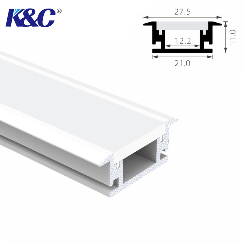 PMMA Recessed LED Strip Profile Aluminum Extrusion H11mm With PC Diffuser