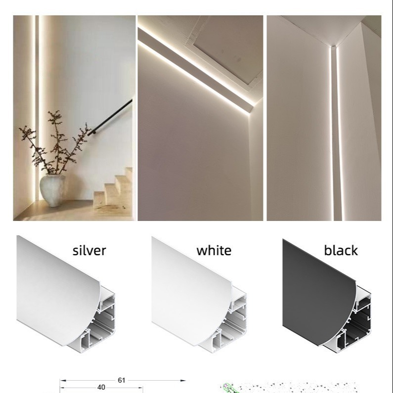 6063 T5 Alloy LED Corner Aluminium Profile with PC Diffuser Cover and ...