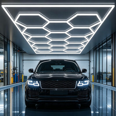 600W LED Hexagon Light Modular Ceiling Lighting System for Garage Gym Workshop Office Connectable Honeycomb LED Hex Light Panels